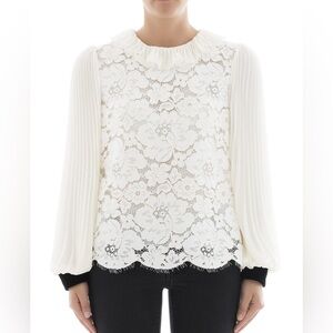PHILOSOPHY DI LORENZO SERAFINI Pleated sleeved lace blouse